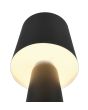 Trio Nubian 562900132 onderaanzicht met witte diffuser van de brandende zwart metalen tafellamp met zwart metalen kap en wit kunststof diffuser voor licht richting de tafel