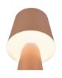 Trio Nubian 562900165 onderaanzicht met witte diffuser van de brandende koffie bruine metalen tafellamp met koffie bruine metalen kap en wit kunststof diffuser voor licht richting de tafel