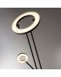 Searchlight OhOh EU55601BK detailfoto van de ringvormige LED uplighter en leeslamp van de zwarte uplighter met dubbele stang en circelvormige upligher en leeslamp met LED rand
