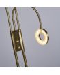 Searchlight OhOh EU55601SB detailfoto van de flexibele arm van de leeslamp van de messing kleurige uplighter met dubbele stang en cirkelvormige upligher en leeslamp met LED rand