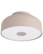 taupe kleurige metalen plafonnière van 30 cm in diameter met wit kunststof blender