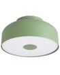 saliegroen metalen plafonnière van 30 cm in diameter met wit kunststof blender