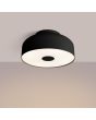 Brandende Sollux Omiq zwarte plafonnière met een diameter van 30 cm en een hoogte van 15 cm van metaal met een kunststof blender
