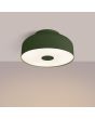 Brandende Sollux Omiq groene plafonnière met een diameter van 30 cm en een hoogte van 15 cm van metaal met een kunststof blender