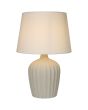 Searchlight Padstow EU66037CR brandende tafellamp van 50cm hoog met geribbelde terrazzo voet in creme kleur met ivoor witte kap van textiel