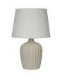 Searchlight Padstow EU66037CR tafellamp van 50cm hoog met geribbelde terrazzo voet in creme kleur met ivoor witte kap van textiel