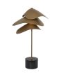 Freelight Pagoda brons-goudkleurige tafellamp van 42cm hoog met drie schaalvormige elementen als kap met LED daartussen