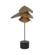 Freelight Pagoda brons-goudkleurige tafellamp van 42cm hoog met drie schaalvormige elementen als kap met LED daartussen
