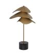 Freelight Pagoda brons-goudkleurige tafellamp van 42cm hoog met drie schaalvormige elementen als kap met LED daartussen