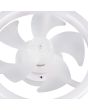 Onderaanzicht Reality Pajala witte plafondventilator met LED in een rand van 40 cm rond een wit kunststof vijf armige ventilator