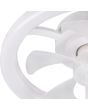 Detailfoto van de rand van de Reality Pajala witte plafondventilator met LED in een rand van 40 cm rond een wit kunststof vijf armige ventilator