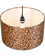 Bovenaanzicht kap Reality Pardina hanglamp met ronde kap van 40cm van textiel met een luipaard huid print