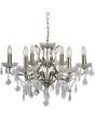 Searchlight Paris antiek bronzen kroonluchter van 70cm in diameter met zes armen met kaarslampen en kristallen