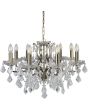 Searchlight Paris antiek bronzen kroonluchter met een diameter van 70cm en acht armen met kaarslampen en met kristal