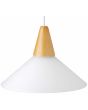 Brilliant Pastell 74270/05 hanglamp met wit piramidevormig glazen kap met houten houder