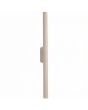 taupe kleurige up en down wandlamp van 2,5 cm in diameter en 50 cm hoog met G9 lampje voor naar boven en een voor naar beneden