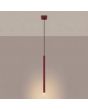 brandende bordeauxrode hanglamp met kap van 2,5 cm in diameter en 50 cm hoog