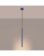 brandende ultramarijn blauwe hanglamp met buisvormige kap van 2,5 cm in diameter en 50 cm in hoogte