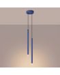 brandende ultramarijn blauwe hanglamp met twee buisvormige kappen van 2,5 cm in diameter en 50 cm in hoogte