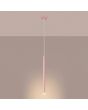 brandende roze hanglamp met buisvormige kap met een diameter van 25 mm en een hoogte van 50 cm