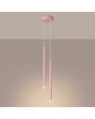brandende roze hanglamp met twee buisvormige kappen met een diameter van 25 mm en een hoogte van 50 cm