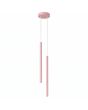 roze hanglamp met twee buisvormige kappen met een diameter van 25 mm en een hoogte van 50 cm
