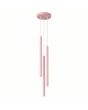 roze hanglamp met drie buisvormige kappen met een diameter van 25 mm en een hoogte van 50 cm