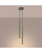 brandende saliegroene hanglamp met twee buisvormige kappen van 25 mm in diameter en 50 cm in hoogte
