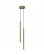 saliegroene hanglamp met twee buisvormige kappen van 25 mm in diameter en 50 cm in hoogte