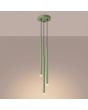 brandende saliegroene hanglamp met drie buisvormige kappen van 25 mm in diameter en 50 cm in hoogte