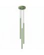 saliegroene hanglamp met drie buisvormige kappen van 25 mm in diameter en 50 cm in hoogte