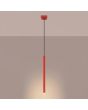 brandende rood buisvormige hanglamp met een kap met een diameter van 25 mm en een hoogte van 50 cm