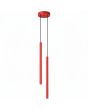 rood buisvormige hanglamp met twee kappen met een diameter van 25 mm en een hoogte van 50 cm