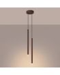 brandende bruin buisvormige hanglamp met twee kappen met een diameter van 25 mm en een hoogte van 50 cm