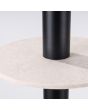 Bovenaanzicht schijf van vilt van de Sollux Pelta zwarte buisvormige hanglamp met een beige schijf van vilt met een diameter van 30cm eromheen