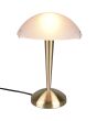 Trio Pilz R59261008 brandend mat messing tafellampje met wit glazen schaal als kap