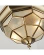 Searchlight Pisa 1243-12 closeup van antiek bronzen plafonniere met mat glazen ruitjes