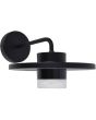 Lutec Plato mat zwarte wandlamp voor buiten van 24 cm breed met platte schijfvormige kap en LED unit naar beneden
