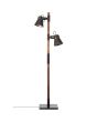 Brilliant Plow 82156/46 industriele vloerlamp van hout en burned steel. Met twee stallen spots