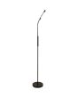 Searchlight Plume 10430BK brandende zwarte oplaadbare vloerlamp met flexibele hals, buisvormige kop met led paneel en touchdimmer op de kop