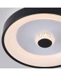 Detailfoto van het binnenstuk en de LED rand van de Searchlight Polka zwarte plafonnière van 38,5cm in diameter met een zwarte rand en een kunststof kristallen binnenstuk en geïntegreerde LED