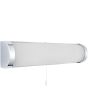 Searchlight Poplar chromen spiegellamp van 40cm breed met halfronde kunststof kap en trekschakelaar