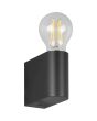 Trio Pratella eenvoudige zwarte wandlamp van 8cm hoog met een open helder E27 peertje met helder glas