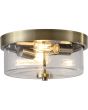 Searchlight Preston brandende antiek bronzen plafondlamp voor de badkamer met een helder glazen kap met spikkels en twee ST64 LED lampen