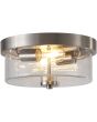 Searchlight Preston brandende staalkleurige plafondlamp voor de badkamer met een helder glazen kap met spikkels en twee ST64 LED lampen