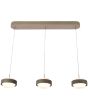 Freelight Puleggia olijf groene hanglamp van 90 cm lang met drie pendels met geïntegreerde LED en katrolsysteem voor de hoogte