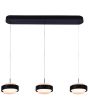 Freelight Puleggia zwarte hanglamp van 90 cm lang met drie pendels met geïntegreerde LED en katrolsysteem voor de hoogte