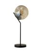 Searchlight Punch EU22121-1BK zwarte tafellamp met bolvormig champagne kleurig gedeukt glazen kap