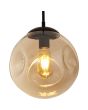 Searchlight Punch 22123-1BK brandende zwarte hanglamp met bolvormig gedeukt champagne kleurig glas