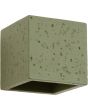 Sollux Quad olijf groene vierkante wandlamp van 10cm in doorsnede met up en down licht met een G9 fitting
